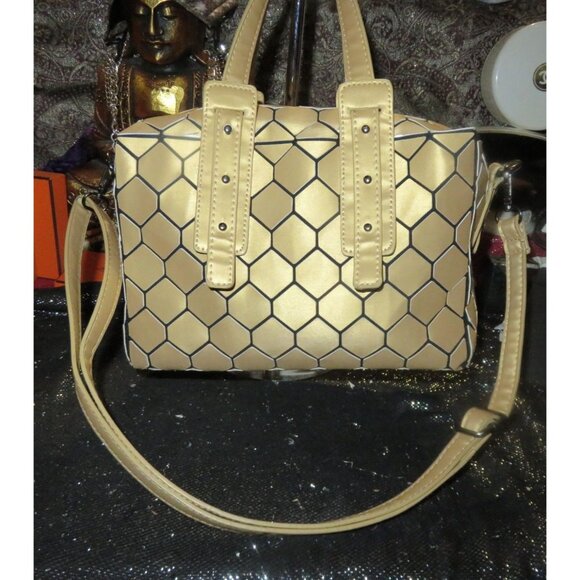 Patrizia Luca Milano made in Italy Gold Geometric Design Crossbody Satchel - Picture 1 of 11